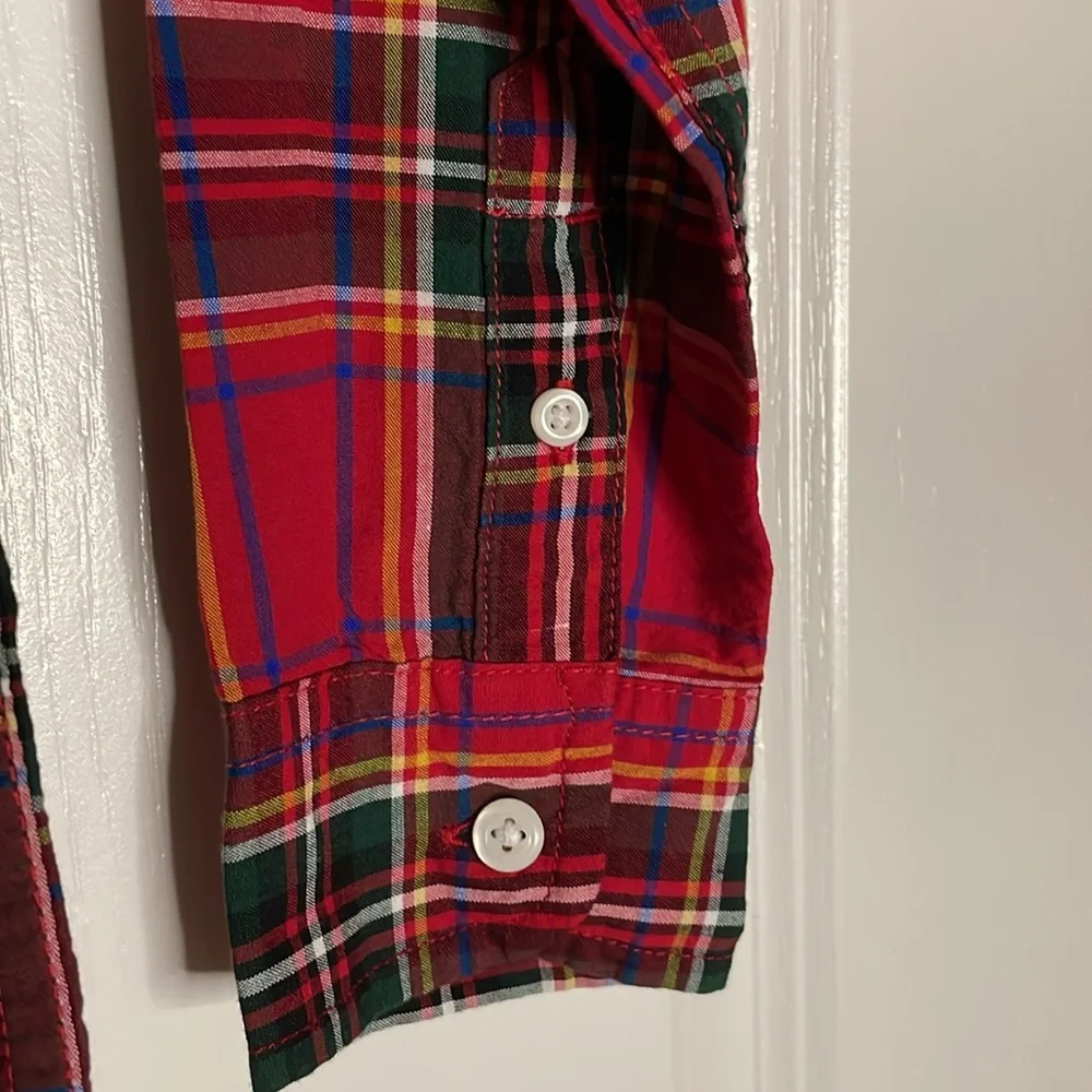 THE CHILDREN’S PLACE Plaid Button-Up Shirt, Boys Size 7/8, Red Green